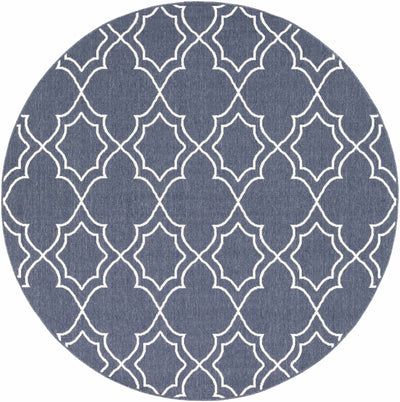 Unique Navy Blue Lattice Trellis Outdoor Rug - Clearance