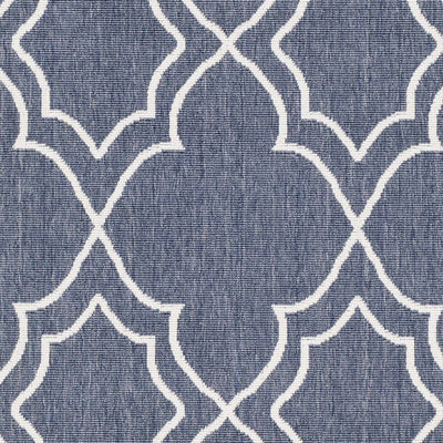 Unique Navy Blue Lattice Trellis Outdoor Rug - Clearance