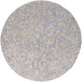 Round Curwensville Leopard Print Area Rug. Slate blue wool rug with a taupe animal print design. Design-Round-6