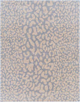 Close-up of the Curwensville Leopard Print Area Rug, a hand-tufted wool rug in slate and taupe animal print. Design-Rectangle-7696