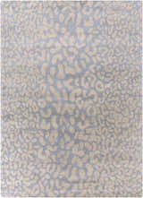 Close-up of the Curwensville Leopard Print Area Rug in slate and taupe, showcasing the wool texture and animal pattern. Design-Rectangle-811