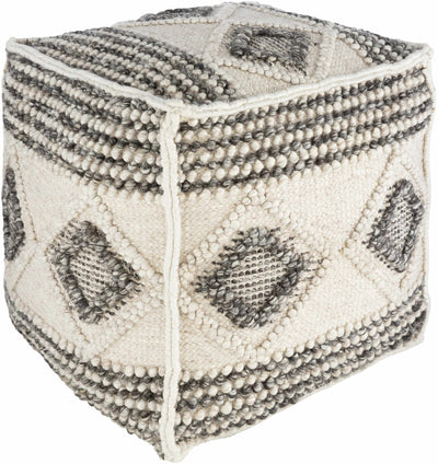 Cowanesque Beige Diamond-Patterned Square Pouf