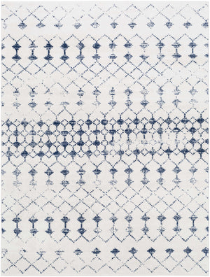 Cowaramup 7x9 White/Blue Trellis Rug - Clearance