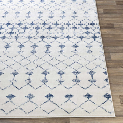 Cowaramup 7x9 White/Blue Trellis Rug - Clearance