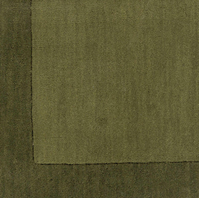 Bordered Solid Olive Green Wool Rug