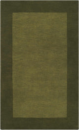 Bordered Solid Olive Green Wool Rug