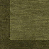 Bordered Solid Olive Green Wool Rug