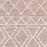 Close-up of Dacudao Area Rug: burgundy and cream wool with geometric diamond and triangle pattern. Swatch
