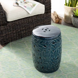 Daguioman Teal Leaf Ceramic Stool