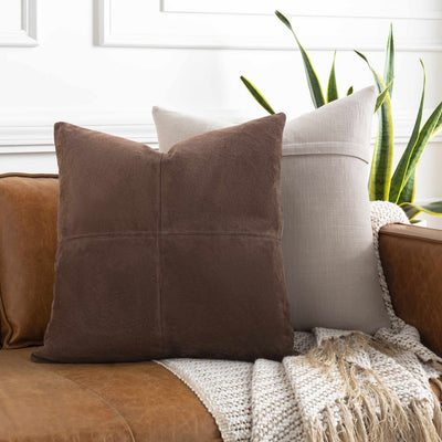 Dahay Dark Brown Square Throw Pillow