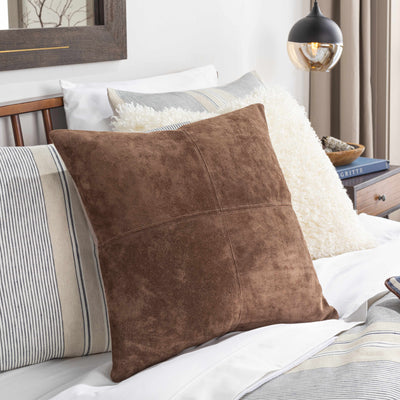 Dahay Dark Brown Square Throw Pillow