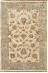 Hand-knotted Dahlonega Area Carpet in beige, light sage, and brown floral design. Traditional style rug. Design-Rectangle-5686
