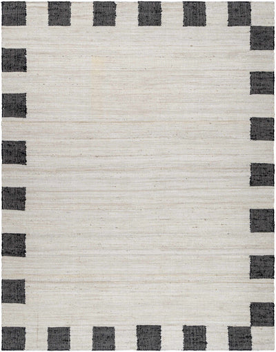 Rocio Dotted Bordered White Jute Carpet