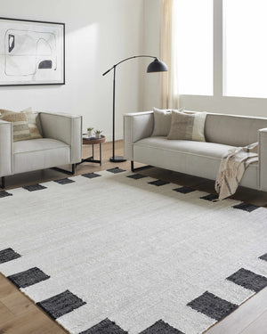 Rocio Dotted Bordered White Jute Carpet