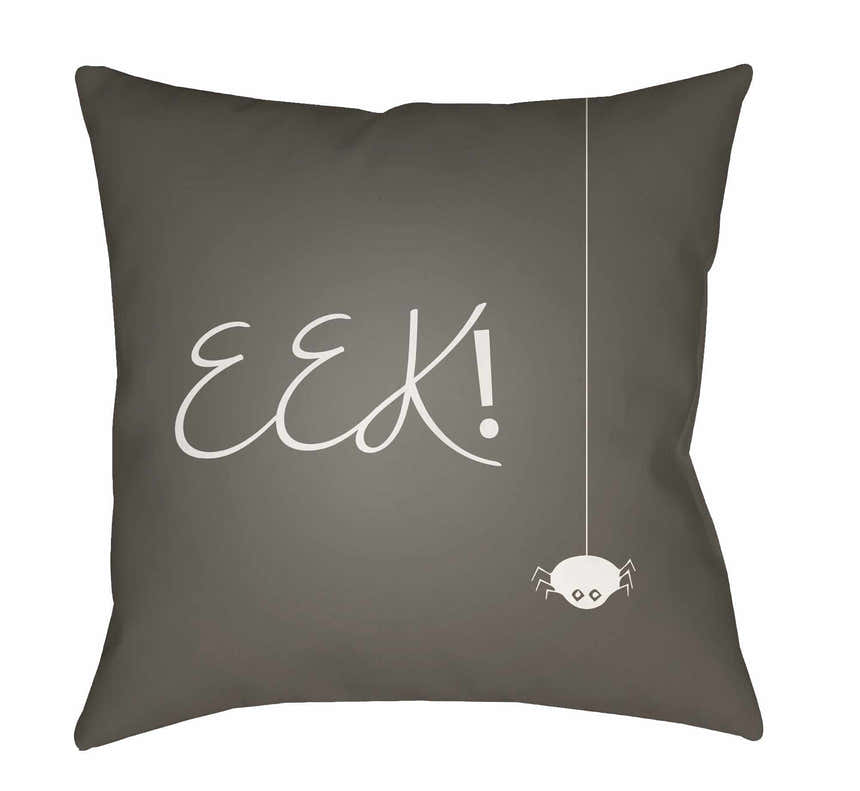 Halloween Eek Print Gray & White Outdoor Pillow