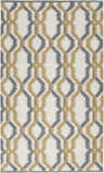 Close-up of the hand woven Danvers Area Rug. Charcoal, ivory, and mustard geometric pattern. 100% wool texture. Design-Rectangle