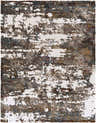 Close-up of the Darenth Area Rug, a shag rug with a cream base and abstract burgundy, blue, and mustard accents. Design-Rectangle-71010