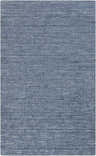 Close-up of the Davy Viscose Area Rug. Hand-loomed, blue rug with a subtle striped pattern and soft, textured viscose. Design-Rectangle-58