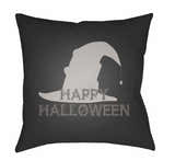 Happy Halloween Black Outdoor Throw Pillow