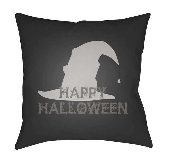 Happy Halloween Black Outdoor Throw Pillow