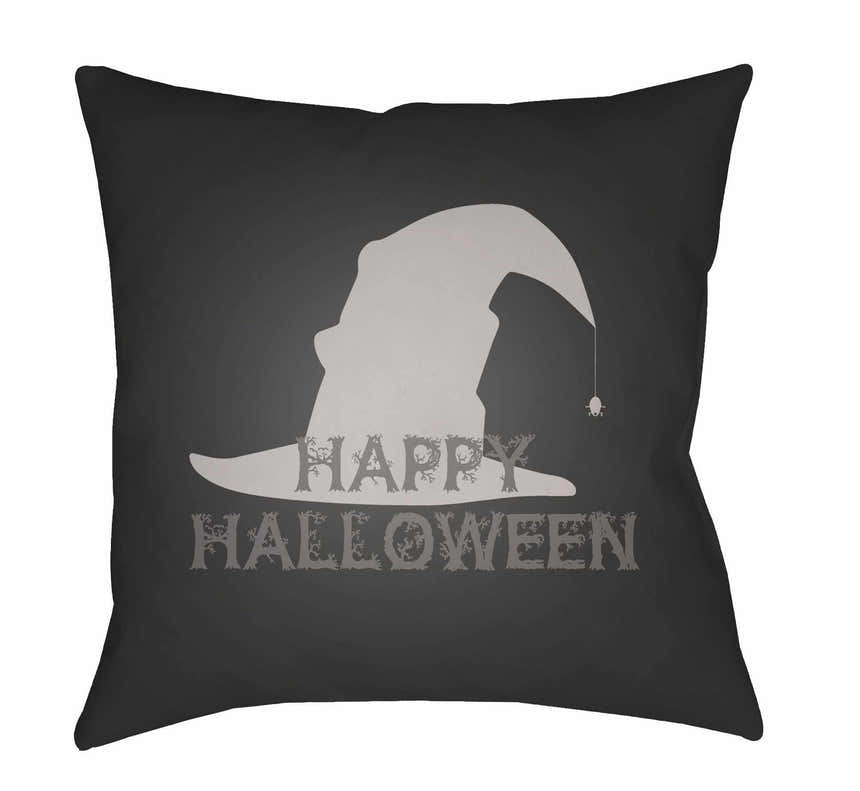 Happy Halloween Black Outdoor Throw Pillow