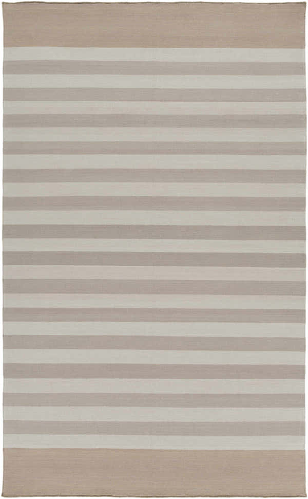 Close-up of the Decordova Area Carpet. Hand-woven cotton rug in charcoal, gray, and medium gray stripes. Farmhouse style. Design-Rectangle-58