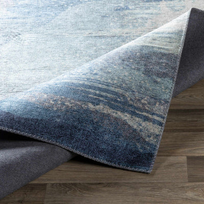 Olivia Abstract Ice Blue Thin Area Rug