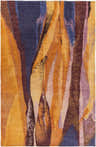 Close-up of Diamondhead Premium Carpet. Hand-knotted wool rug with contemporary abstract design in burgundy, denim, peach, and lilac. Design-Rectangle-69