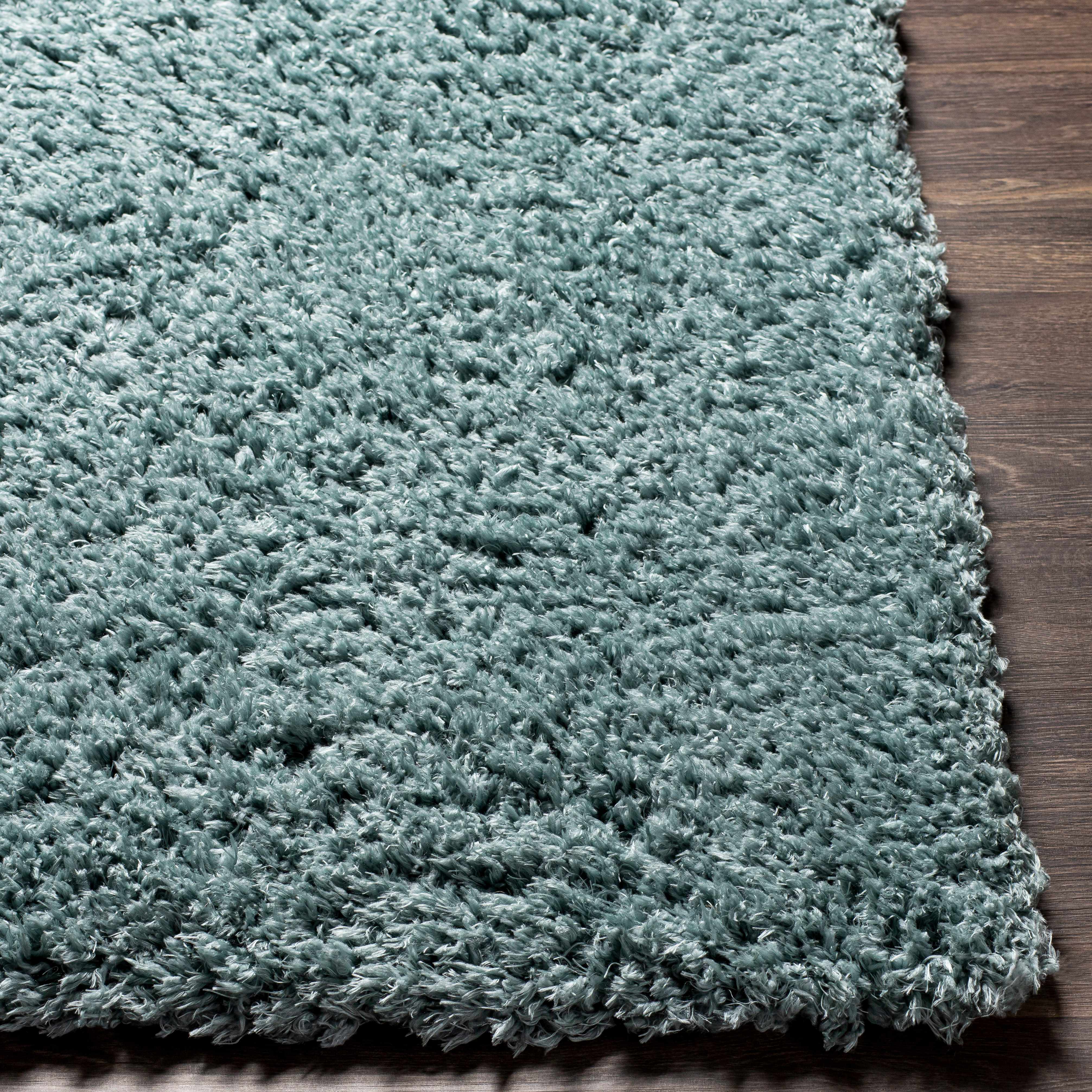 Straight-on shot of Siari Ice Blue Shag Rug - Clearance, providing a full look at the design. Contemporary Area Rug Backing  