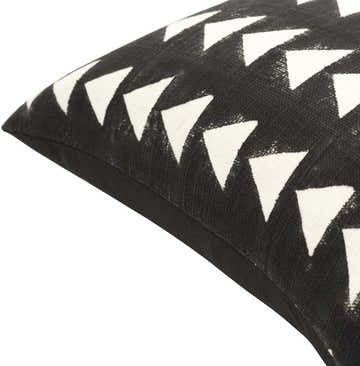Triava Black and Cream Geometric Triangle Global Bohemian Cotton Lumbar Pillow
