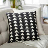 Triava Black and Cream Geometric Triangle Global Bohemian Cotton Lumbar Pillow - Clearance