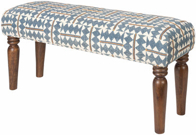 Thallwitz Blue Geometric Upholstered Bench