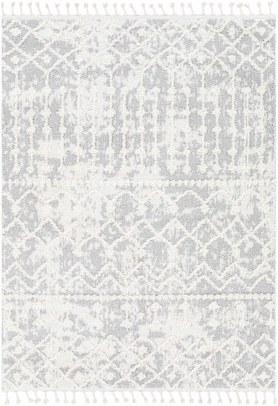 Dolo Embossed Cream&Gray Area Rug with Tassels - Clearance