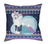 Kids Bohemian Fox Decorative Boho Blue Outdoor Throw Pillow