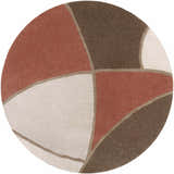 Round Docena Carpet with a contemporary geometric design in beige, rust, and brown hues. Design-Round-8