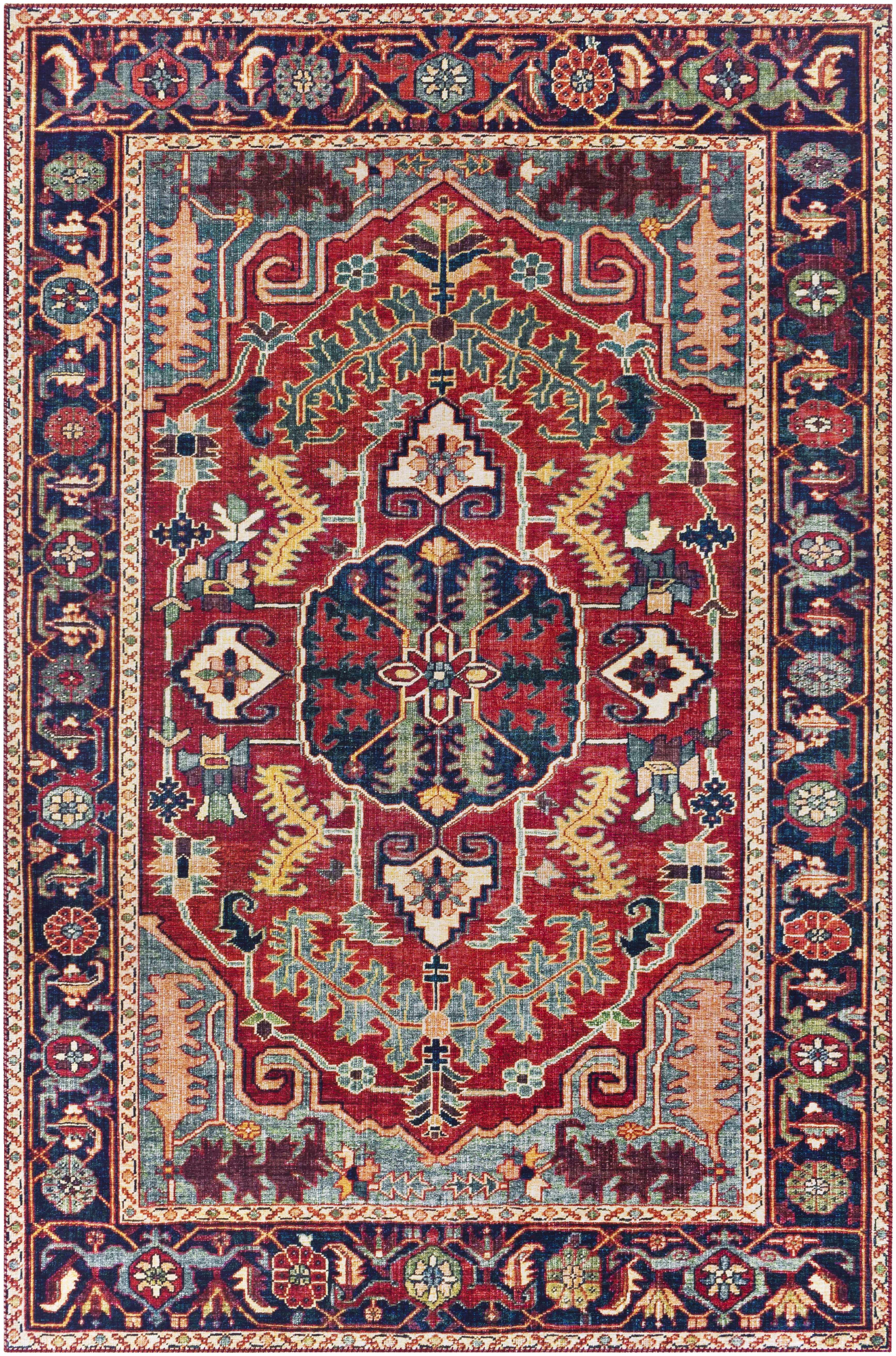 Reverse side of Dorcas Red Performance Rug, focusing on underside structure and material.Traditional Area Rug Backing Canvas 5' x 7'6" Rectangle
