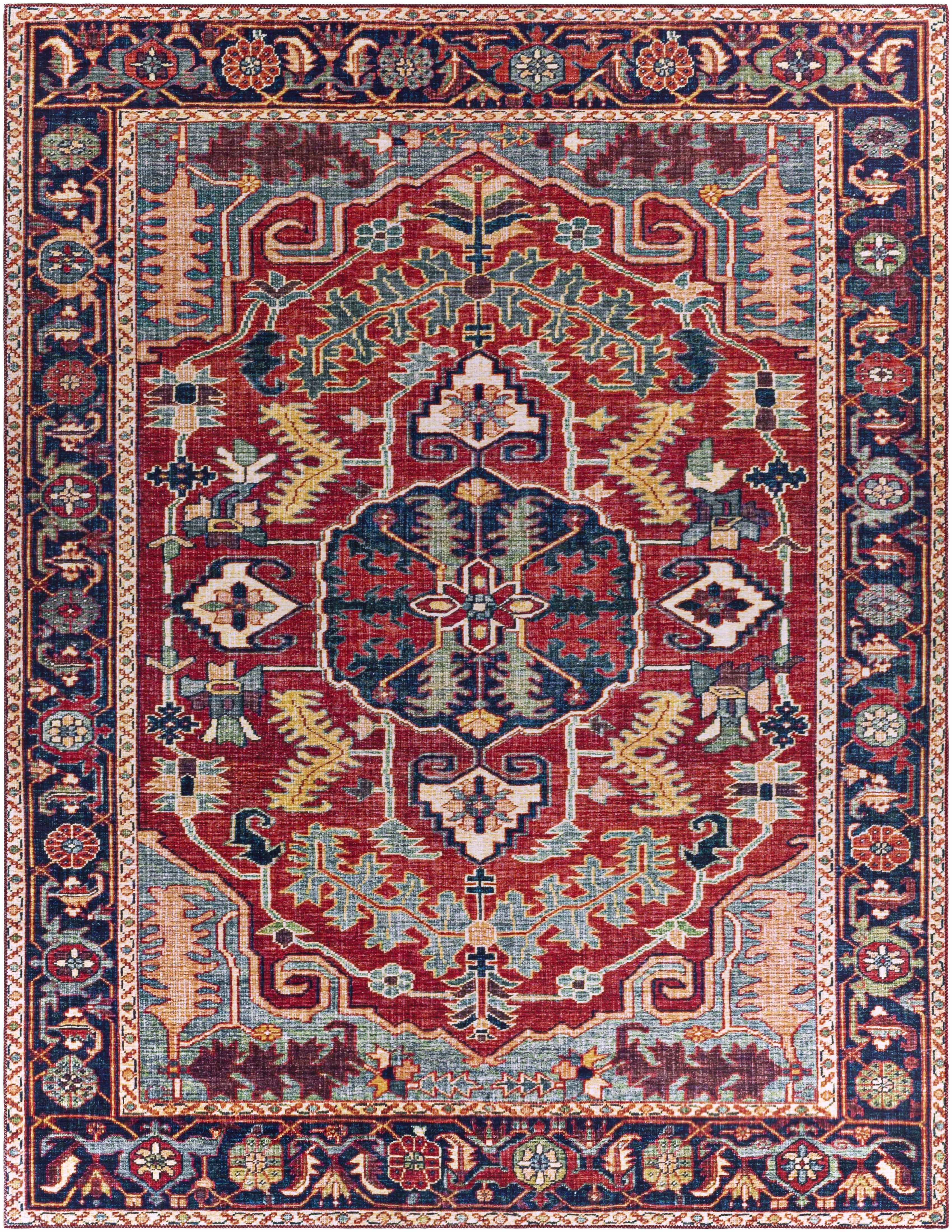 Reverse side of Dorcas Red Performance Rug, focusing on underside structure and material.Traditional Area Rug Backing Canvas 7'6" x 9'6" Rectangle