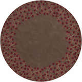 Round Dovercourt Clearance Rug in brown with a brick red leaf and vine pattern border. Design-Round-8