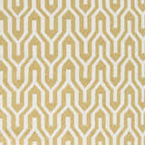 Close-up of the Drewryville Area Carpet. Tan and light gray geometric pattern. Hand woven wool texture. Swatch