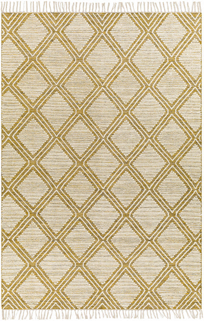 Wausa Mustard Trellis on Cream Cotton/wool  Rug - Clearance