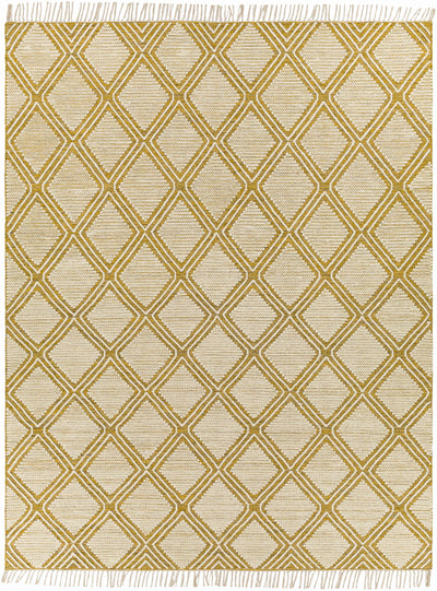 Wausa Mustard Trellis on Cream Cotton/wool  Rug - Clearance