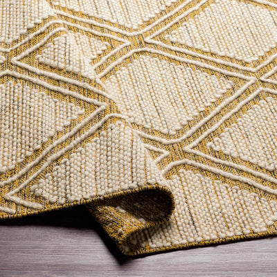 Wausa Mustard Trellis on Cream Cotton/wool  Rug - Clearance