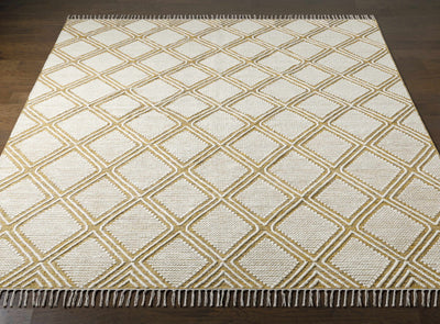 Wausa Mustard Trellis on Cream Cotton/wool  Rug - Clearance