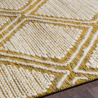 Wausa Mustard Trellis on Cream Cotton/wool  Rug - Clearance