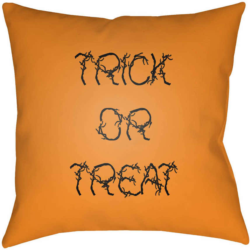 Halloween Trick or Treat Orange Outdoor Pillow