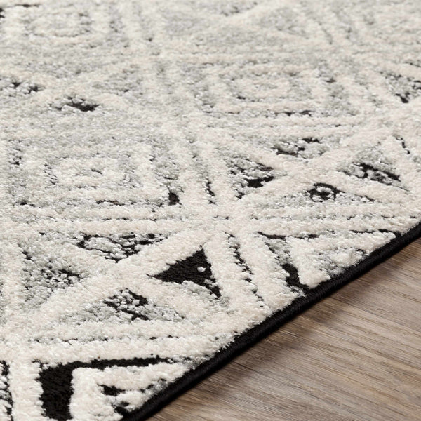 Noxen 5x7 Black&White Carved Rug - Clearance