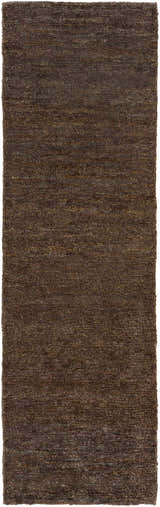 Close-up of the textured, hand-woven Dummerston Jute Carpet in black. Farmhouse style rug. Design-Runner-268