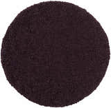Close-up of a round Duncanville Area Carpet in plum. Hand woven, 100% wool rug with a nubby texture. Design-Round