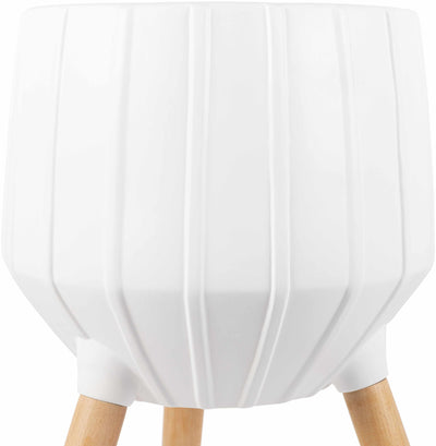 Dunguan White Ribbed Wood Planter