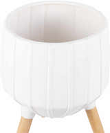 Dunguan White Ribbed Wood Outdoor Planter - Clearance